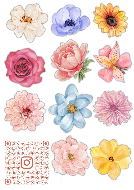 Floral Watercolor Waterproof Stickers